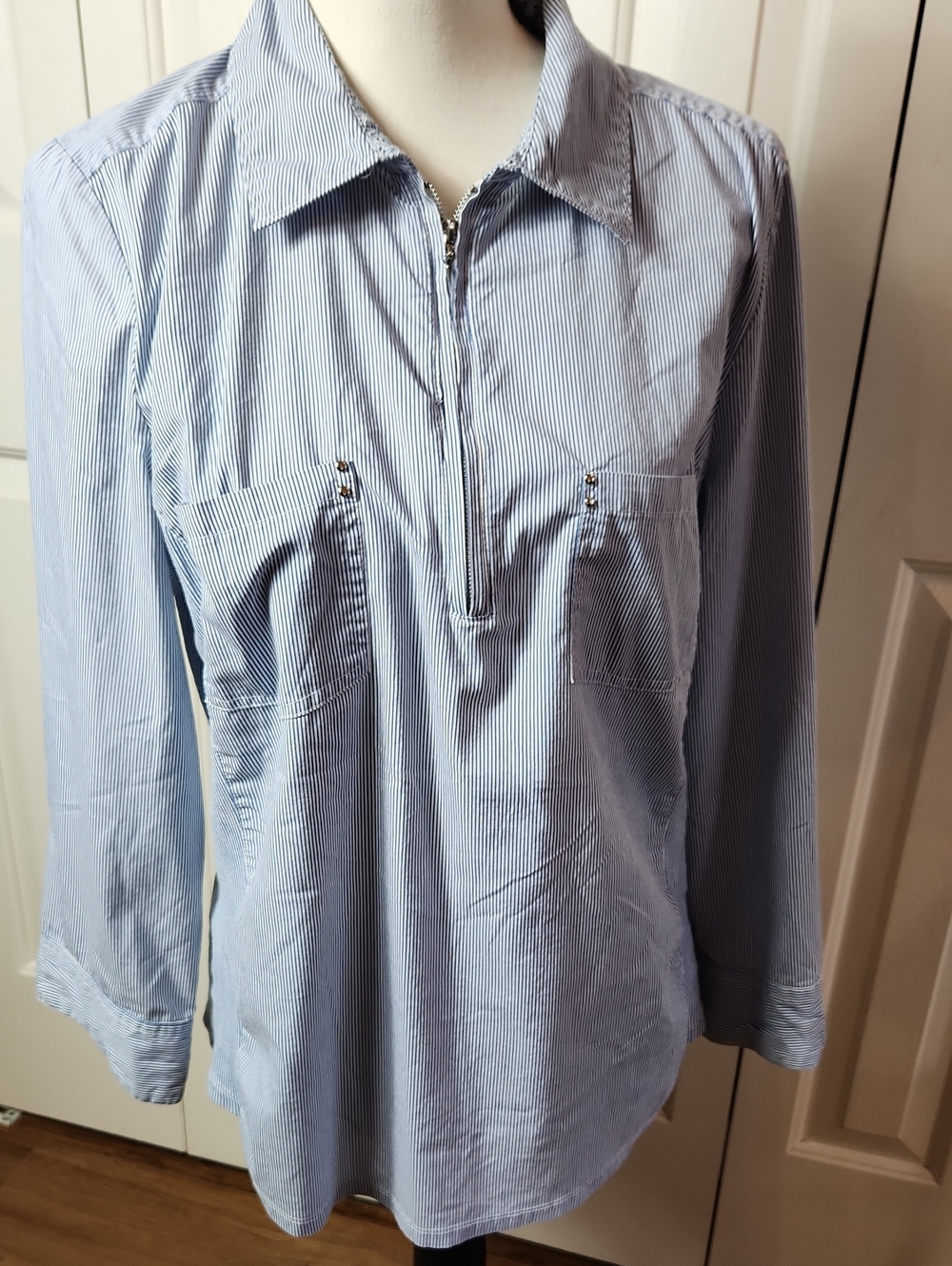 croft & barrow Blue and White Striped Shirt